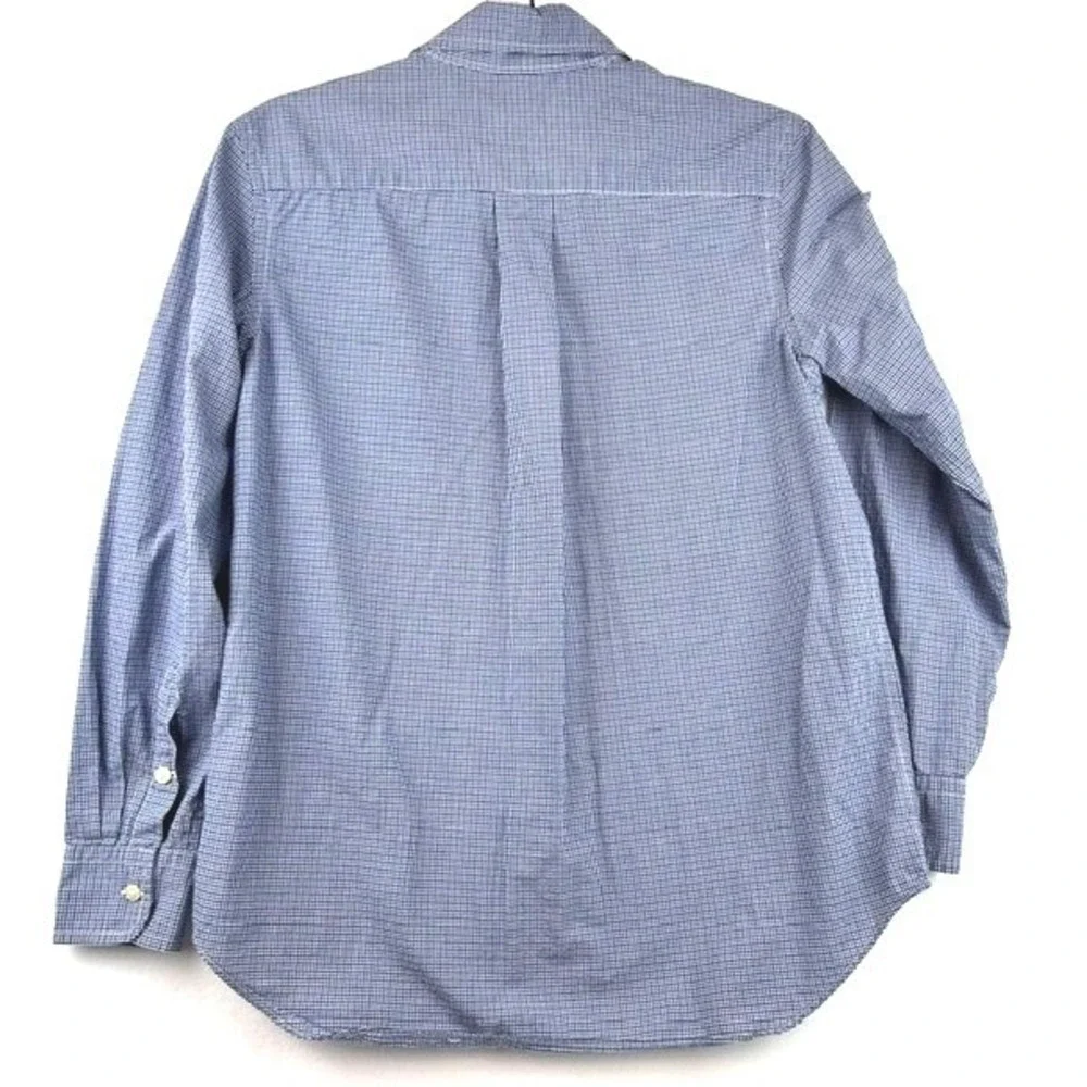 Ralph Lauren Boys Blue Gingham Micro Check Button Down Shirt Size L 14-16